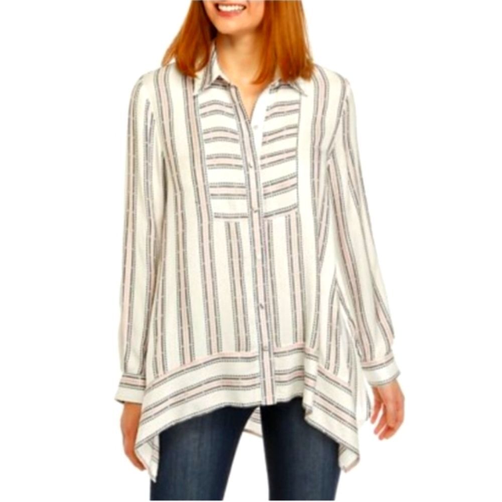 Vintage Cupio High Low Striped Tunic Sz SP